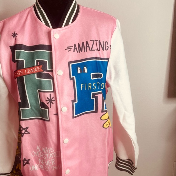 Pink and White Female Varsity Jacket - Picture 6 of 6